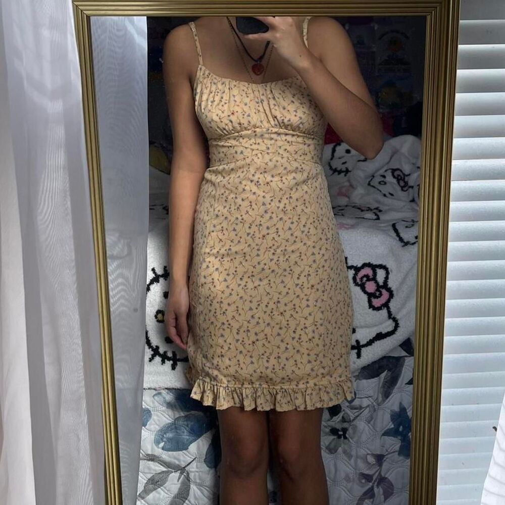 Iris-fashion Women's Yellow and Tan Dress